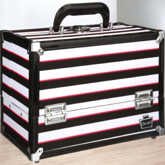 Black and White Striped Train Case NWT - Picture 4 of 4